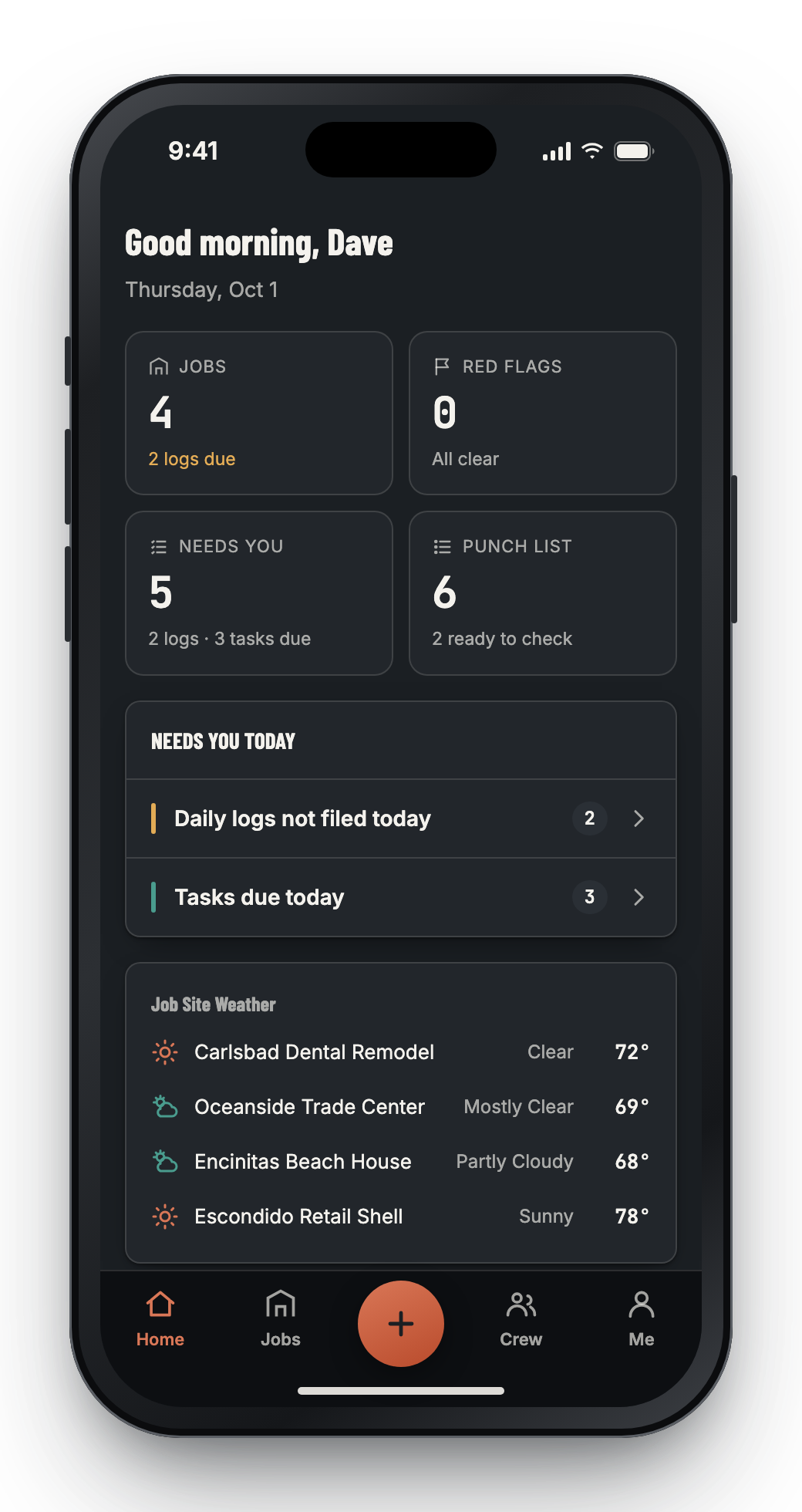 The myBivy for Trades home screen on a phone